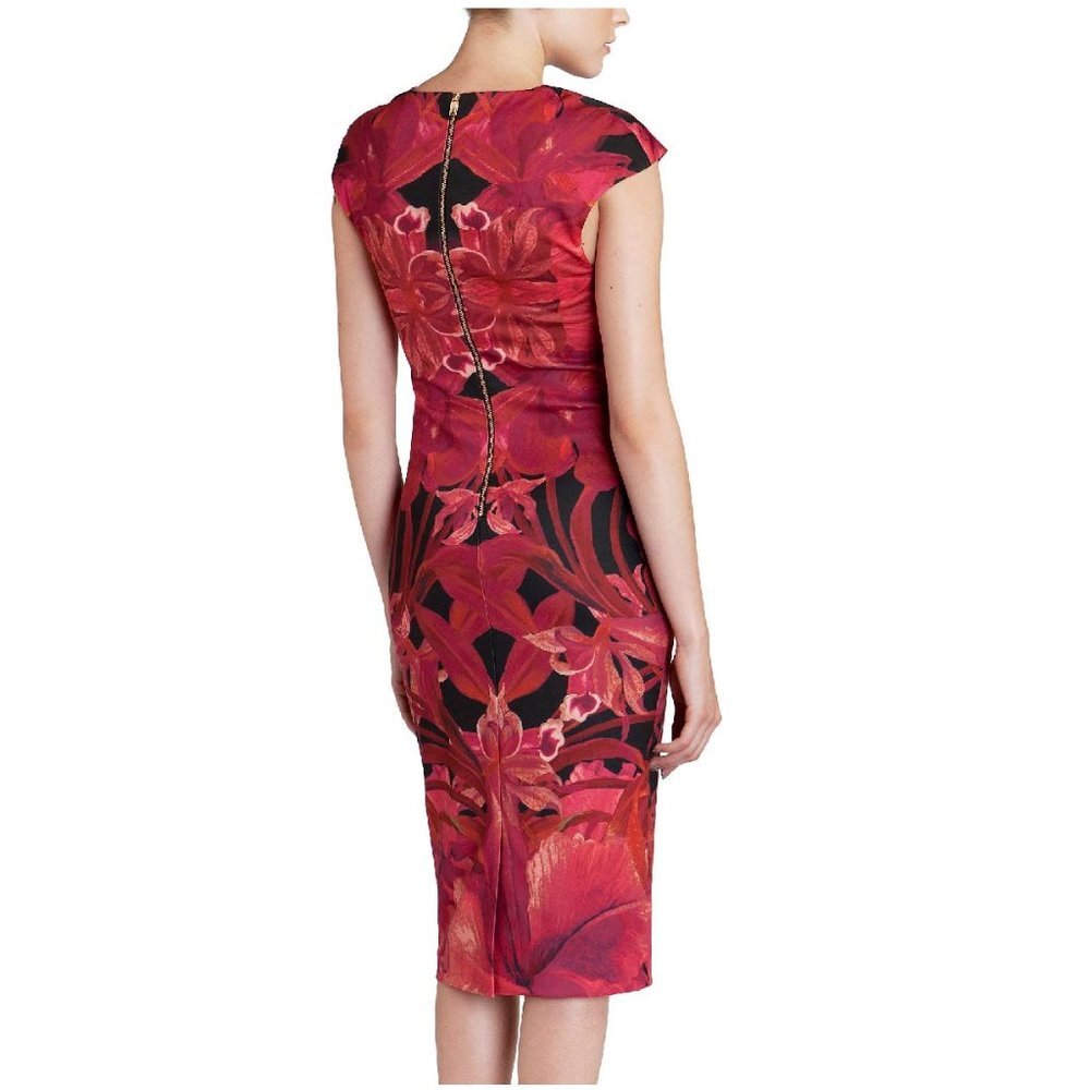 Ted Baker Naias Jungle Orchid Print Dress, Maroon